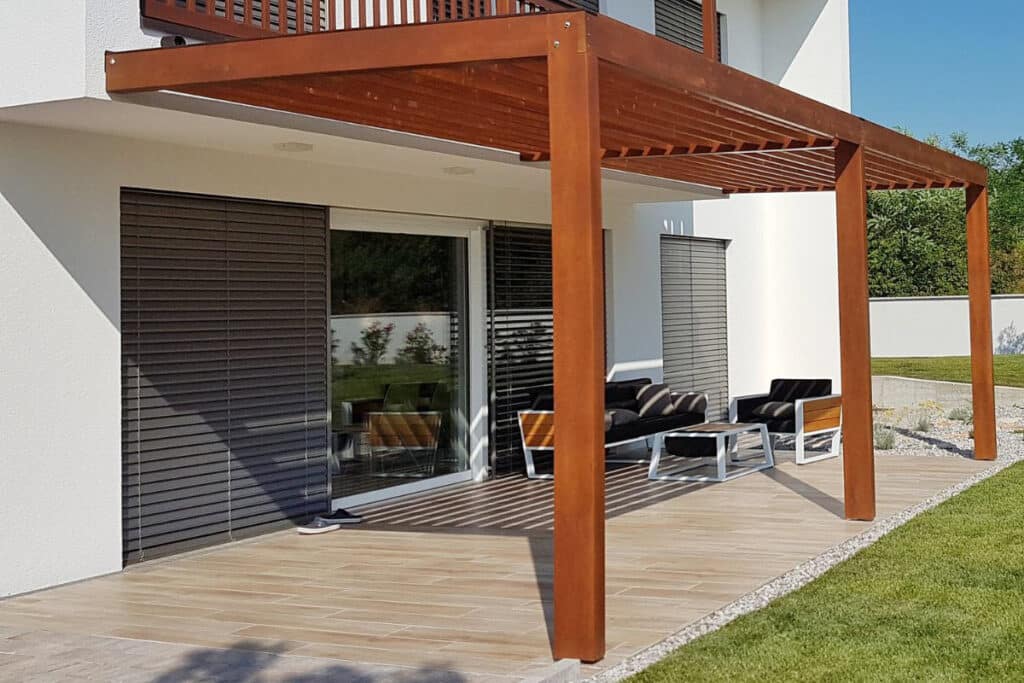 New Pergola Installation Attached To The Main House